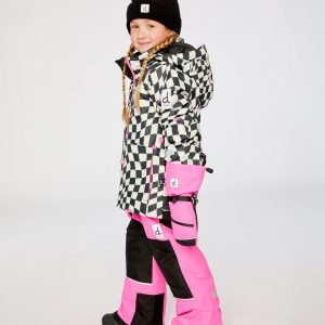 Two Piece Teknik Snowsuit Bright Pink And Checkered - Image 3