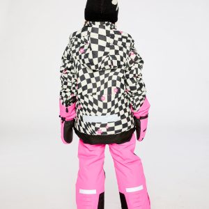 Two Piece Teknik Snowsuit Bright Pink And Checkered - Image 4