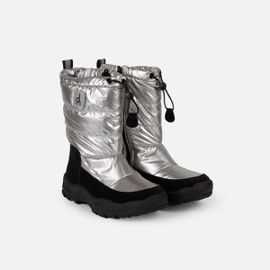 Nylon Quilted Winter Boots Silver