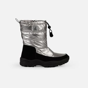 Nylon Quilted Winter Boots Silver - Image 2