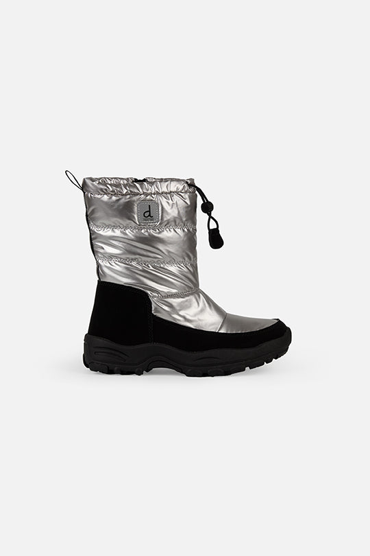 Nylon Quilted Winter Boots Silver - Image 2