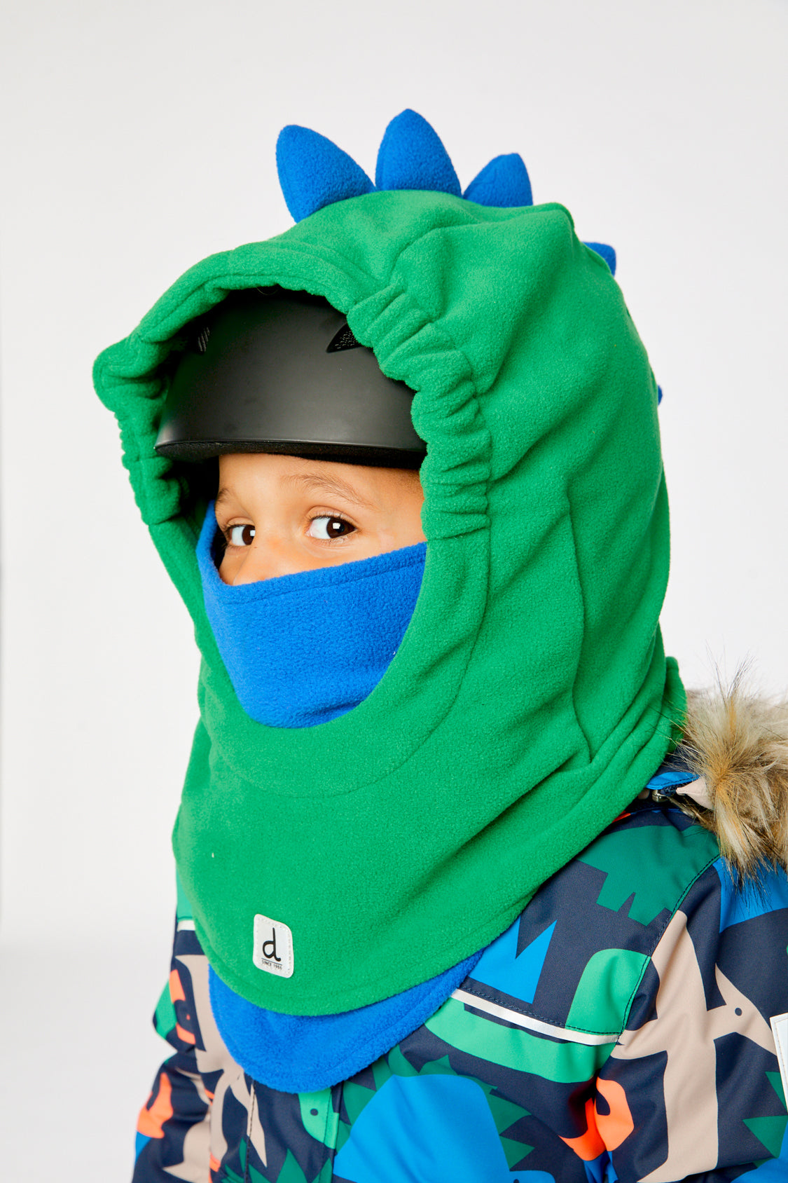 Oversized Dino Polar Balaclava For Ski Helmet Bright Green - Image 4