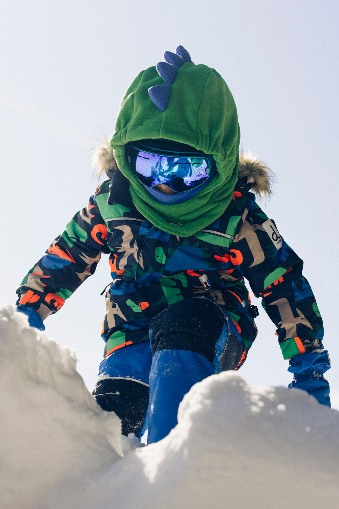 Oversized Dino Polar Balaclava For Ski Helmet Bright Green - Image 2