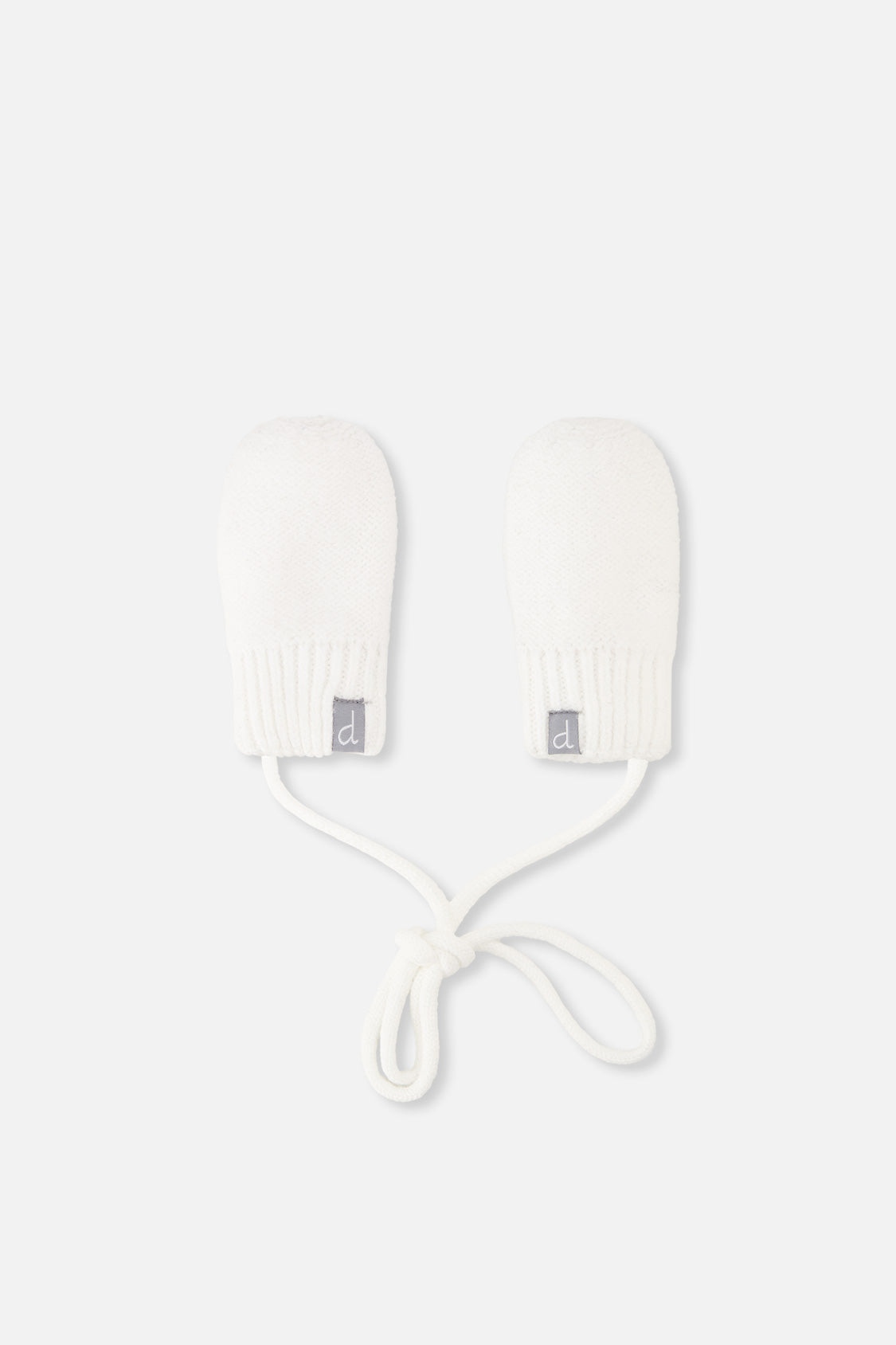 Infant Knit Mittens With String Off-White - Image 5