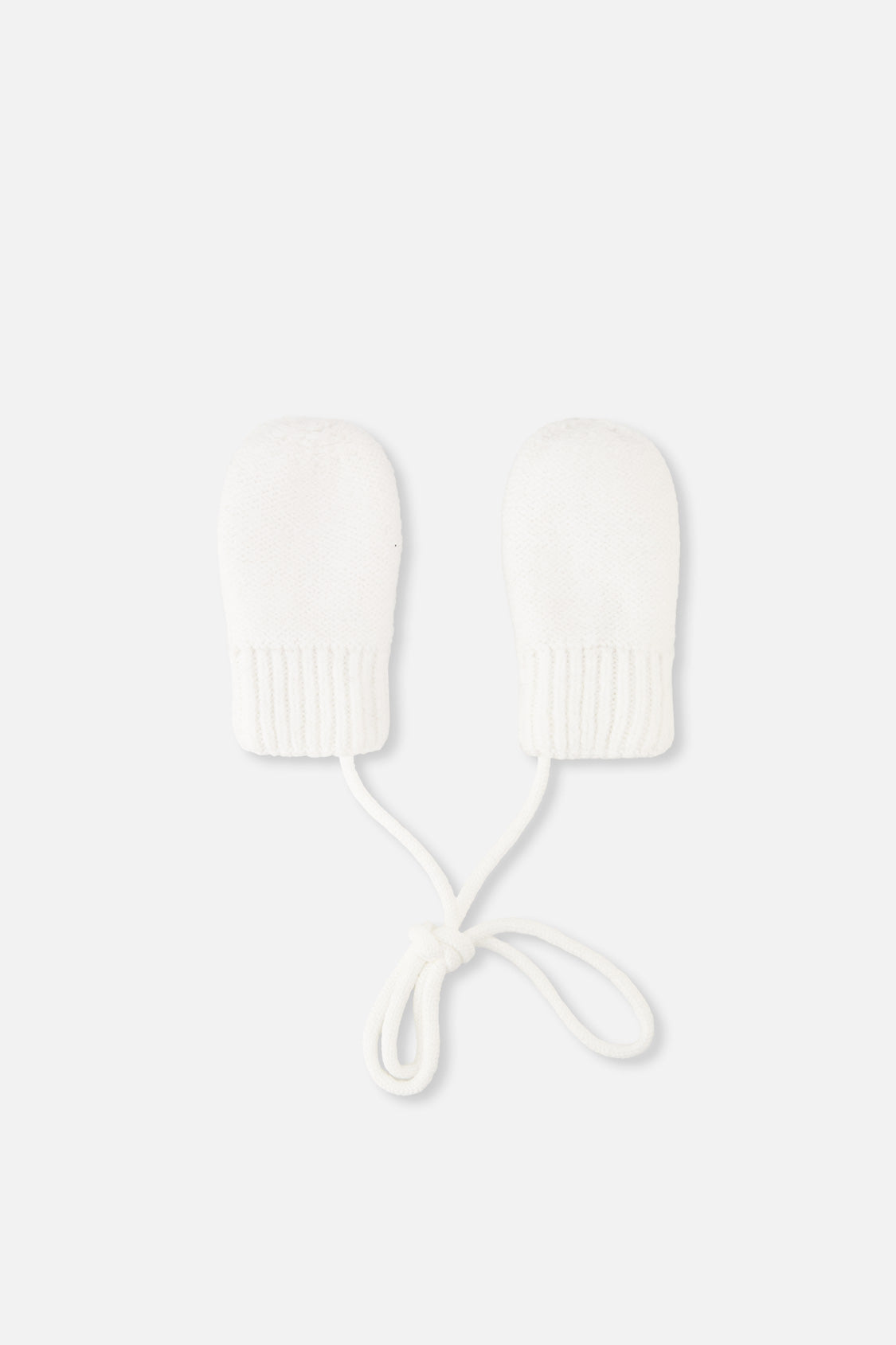 Infant Knit Mittens With String Off-White - Image 2