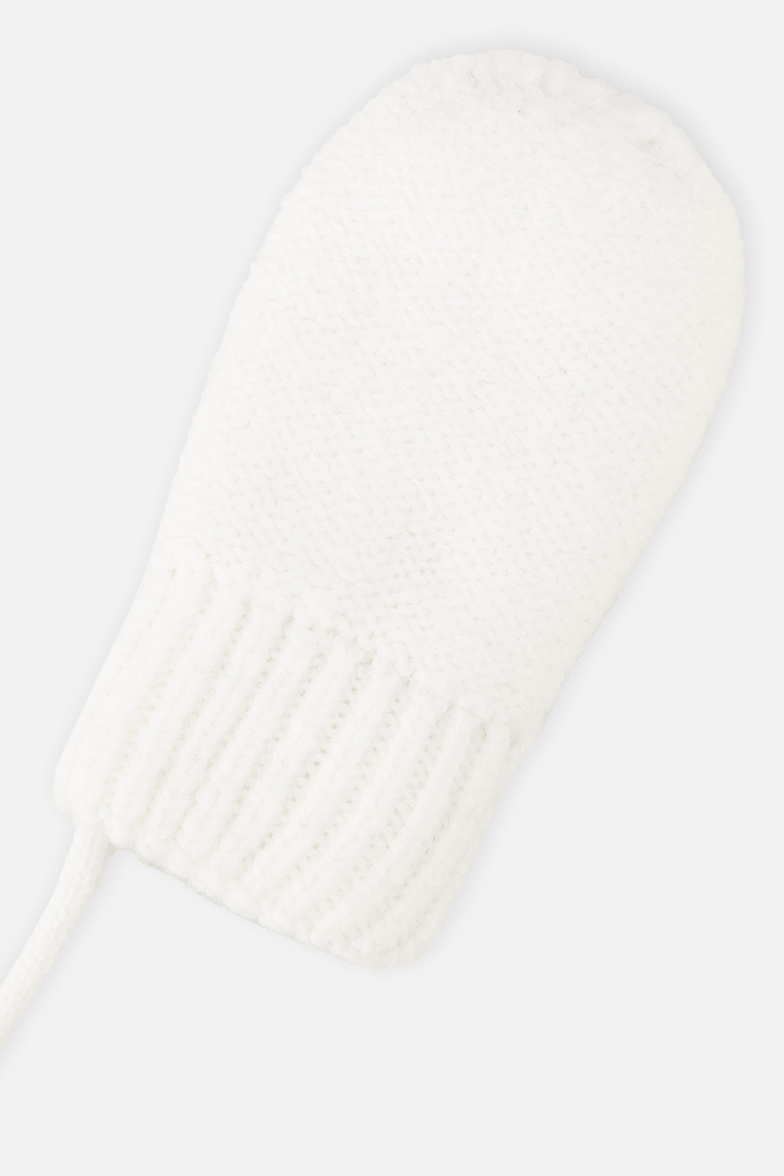 Infant Knit Mittens With String Off-White - Image 3