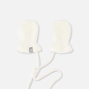 Infant Sherpa Mittens With String Off-White - Image 4
