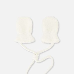 Infant Sherpa Mittens With String Off-White - Image 2
