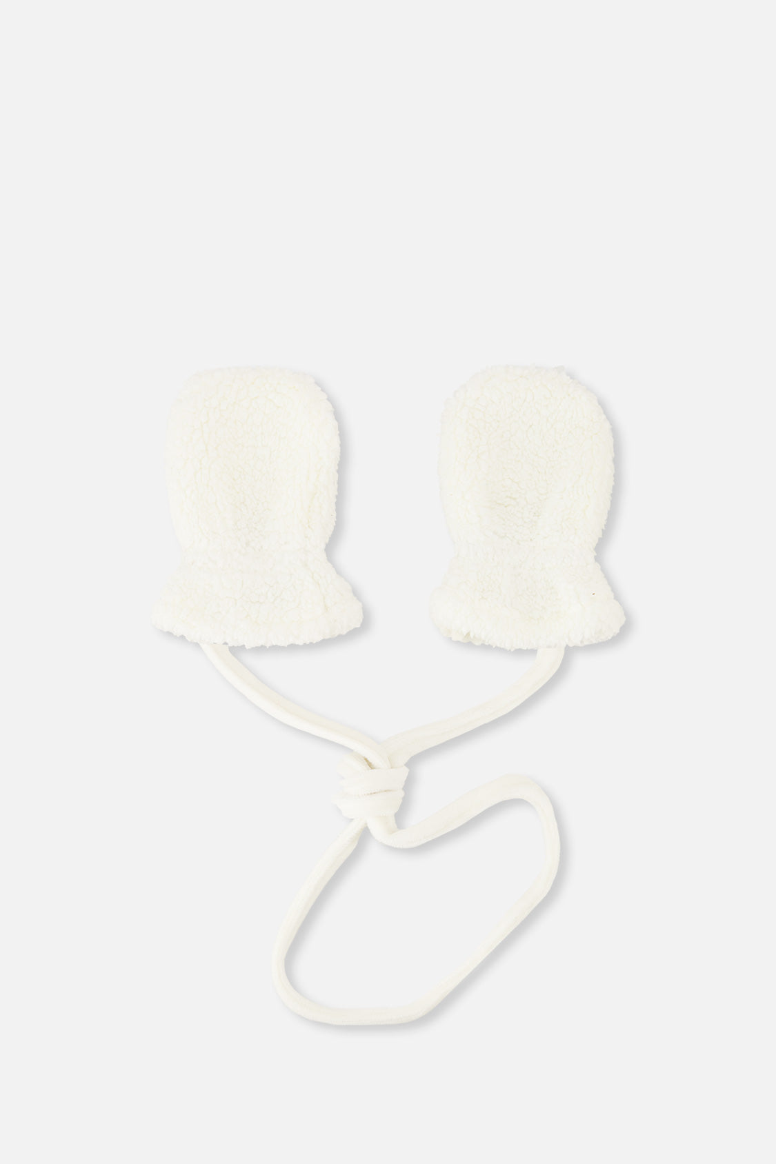 Infant Sherpa Mittens With String Off-White - Image 2