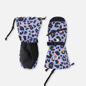 Teknik Winter Mittens Blue Leopard Print