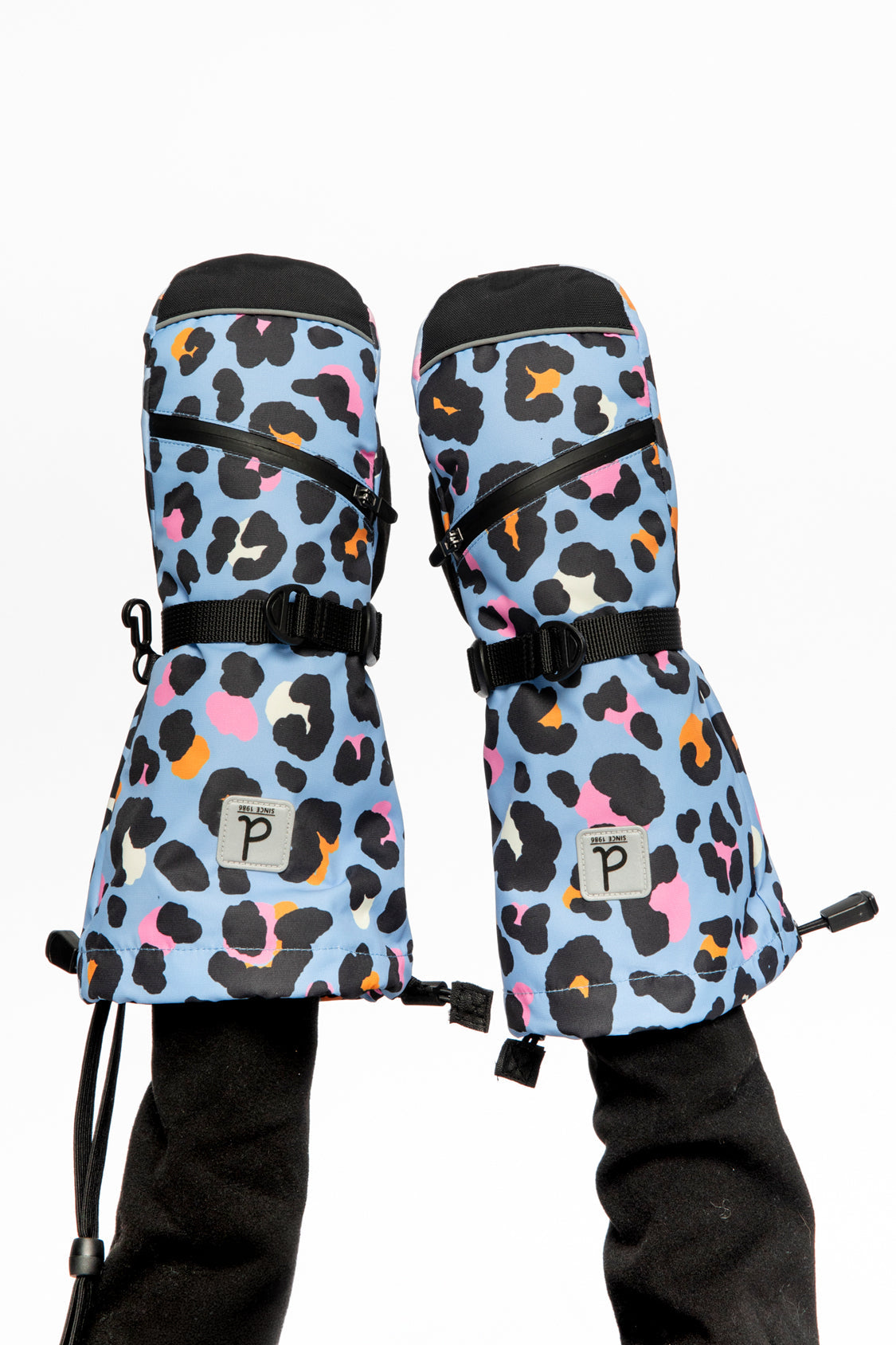 Teknik Winter Mittens Blue Leopard Print - Image 2