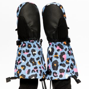 Teknik Winter Mittens Blue Leopard Print - Image 3