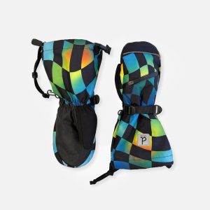 Teknik Winter Mittens Blue Checkered Print