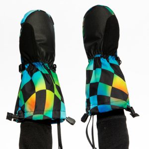 Teknik Winter Mittens Blue Checkered Print - Image 4