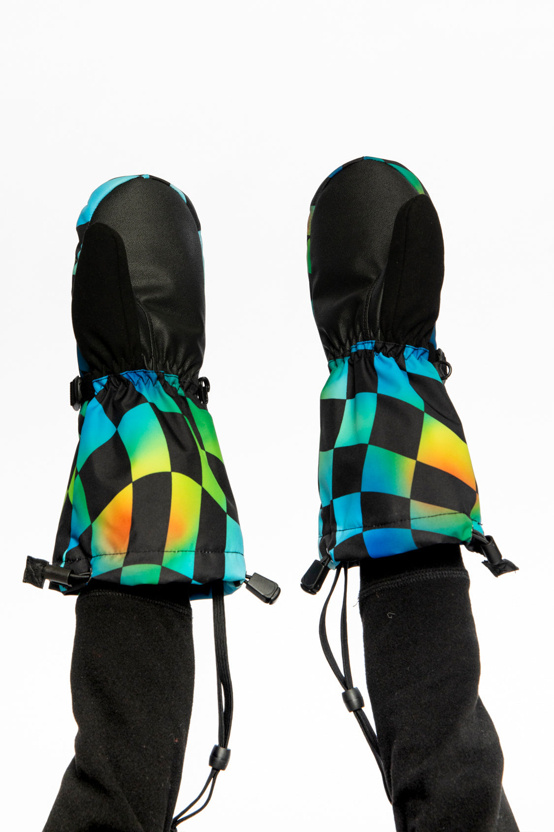 Teknik Winter Mittens Blue Checkered Print - Image 4