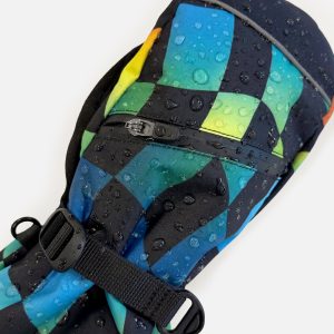 Teknik Winter Mittens Blue Checkered Print - Image 3