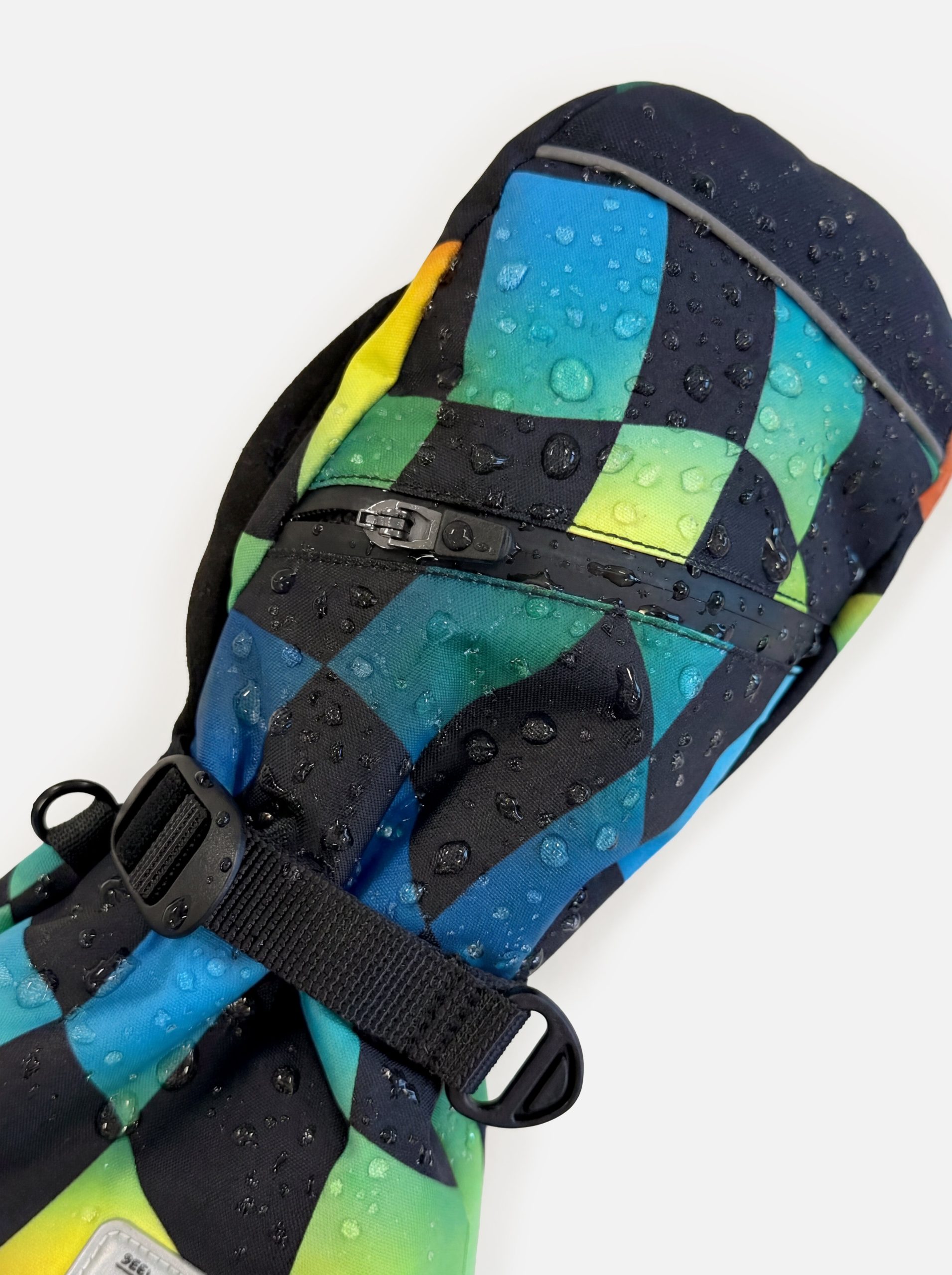 Teknik Winter Mittens Blue Checkered Print - Image 3