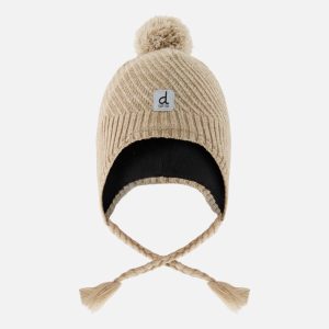 Winter Peruvian Knit Hat With Pompom Taupe