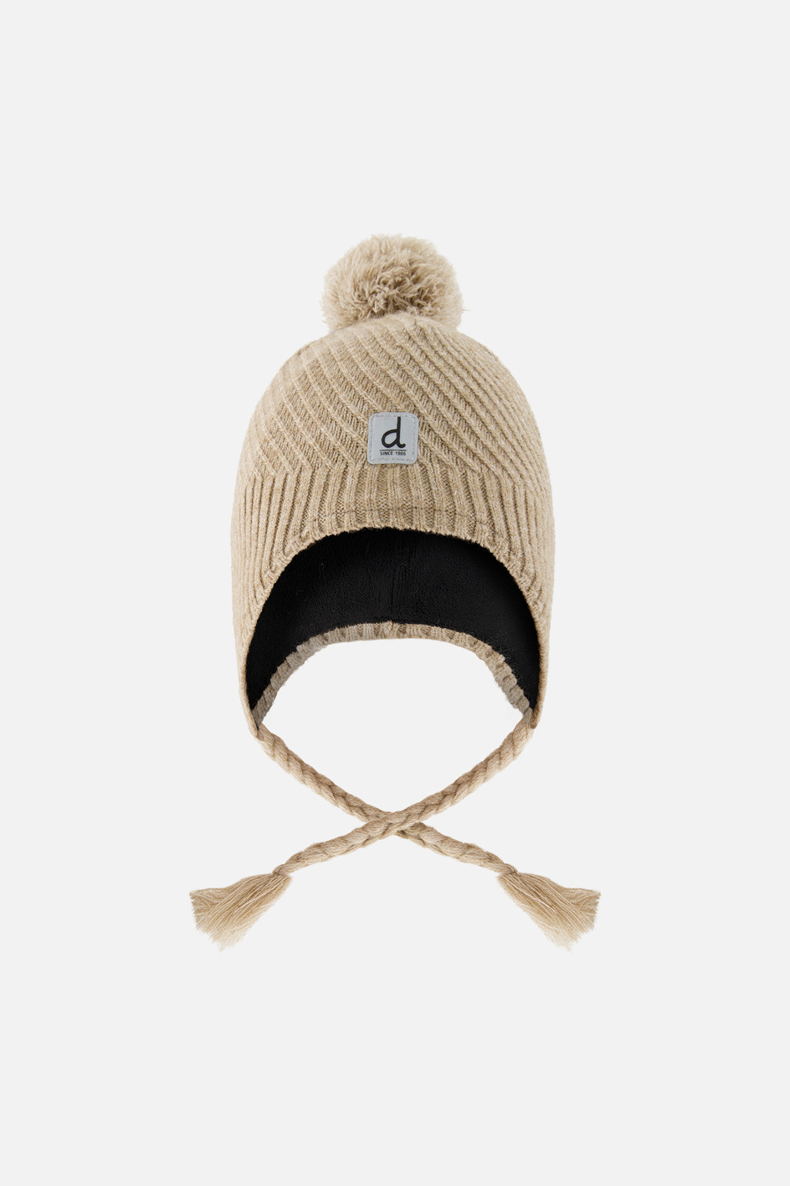 Winter Peruvian Knit Hat With Pompom Taupe - Image 9