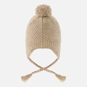 Winter Peruvian Knit Hat With Pompom Taupe - Image 4