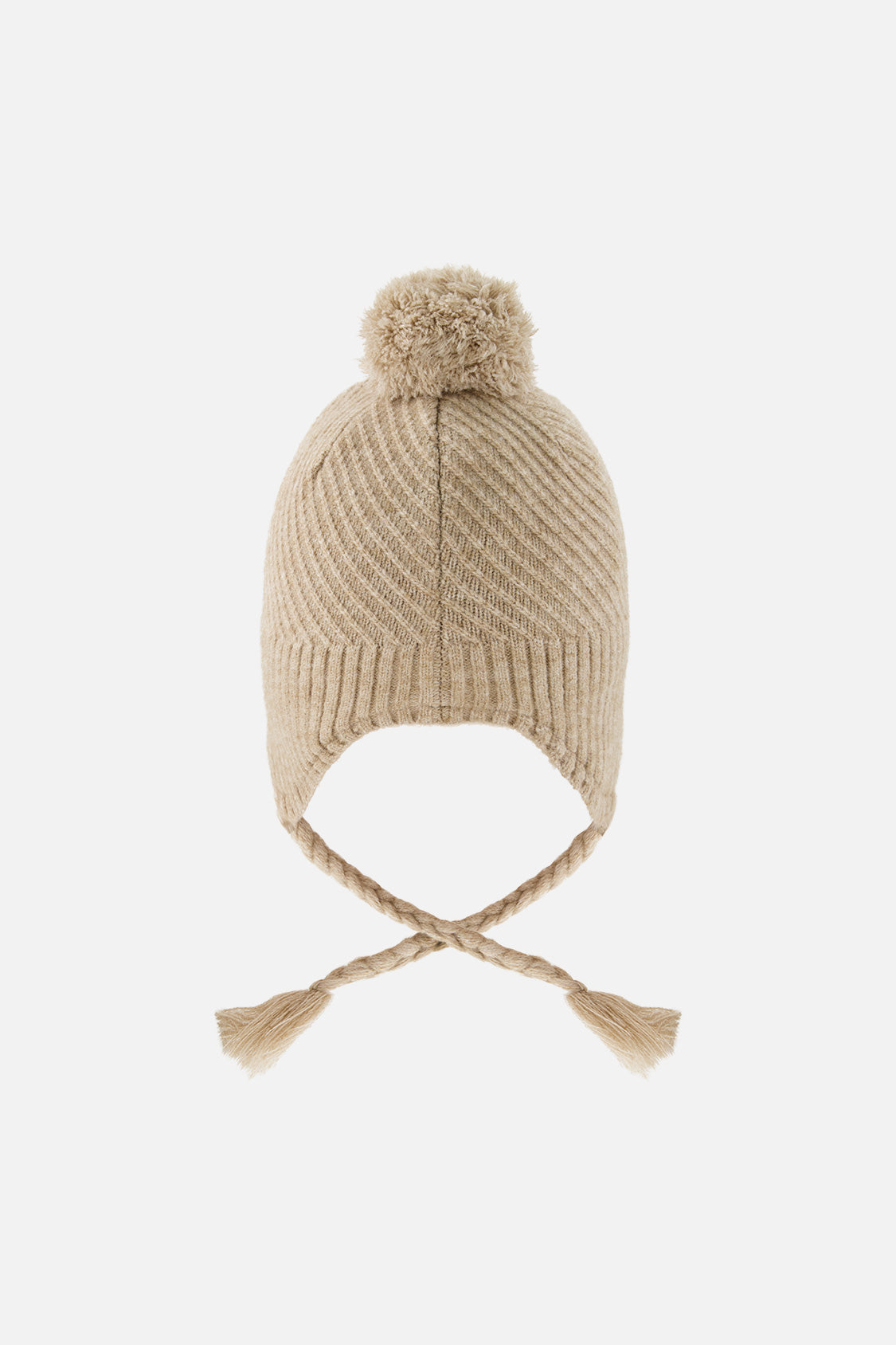 Winter Peruvian Knit Hat With Pompom Taupe - Image 4
