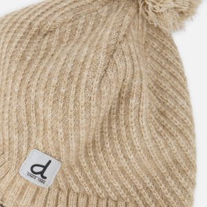 Winter Peruvian Knit Hat With Pompom Taupe - Image 5