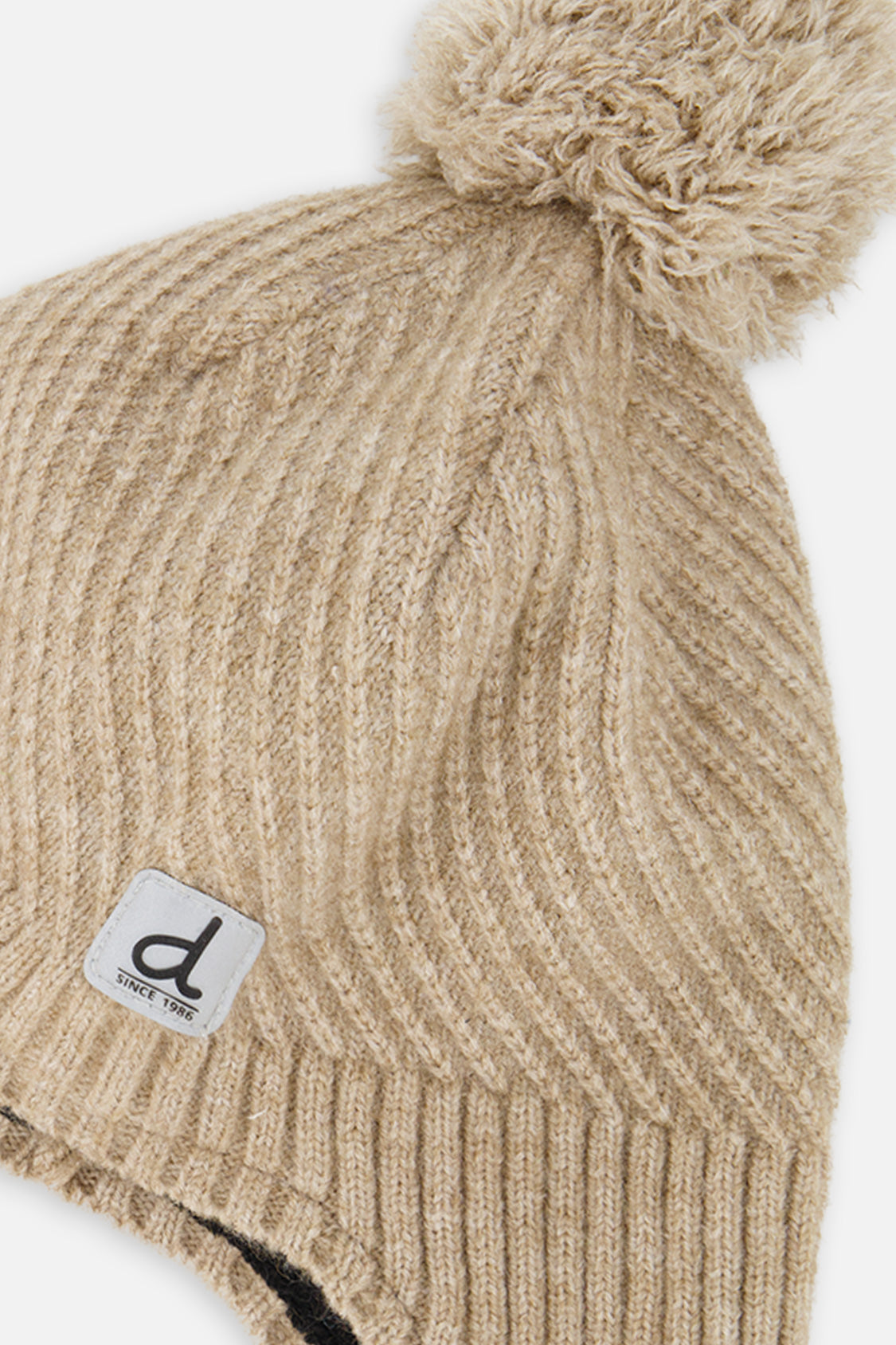 Winter Peruvian Knit Hat With Pompom Taupe - Image 5