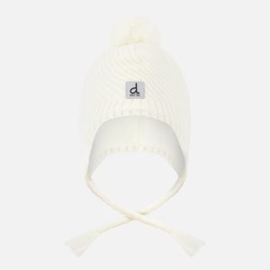 Winter Peruvian Knit Hat With Pompom Off-White