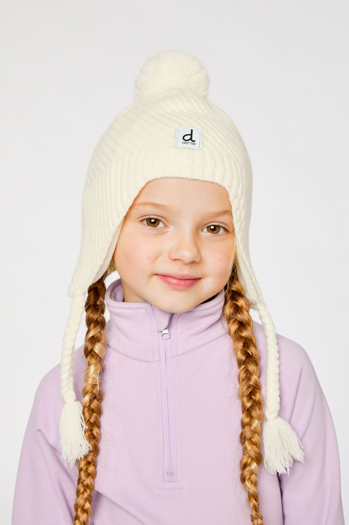 Winter Peruvian Knit Hat With Pompom Off-White - Image 2
