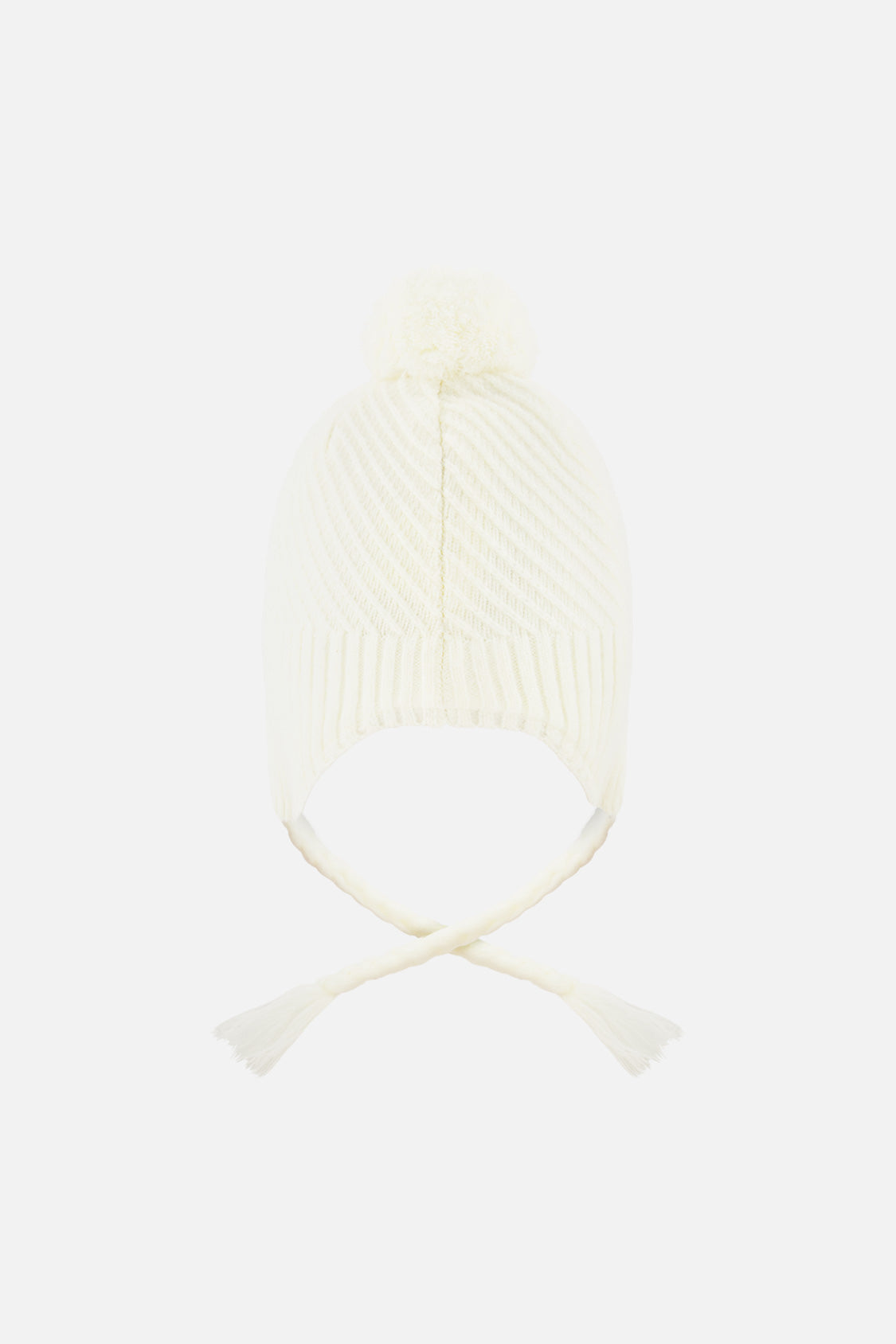 Winter Peruvian Knit Hat With Pompom Off-White - Image 3