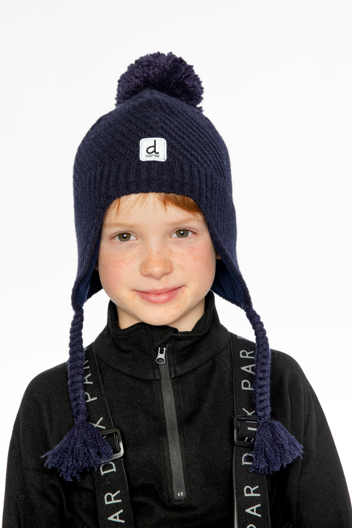 Winter Peruvian Knit Hat With Pompom Navy Blue - Image 2