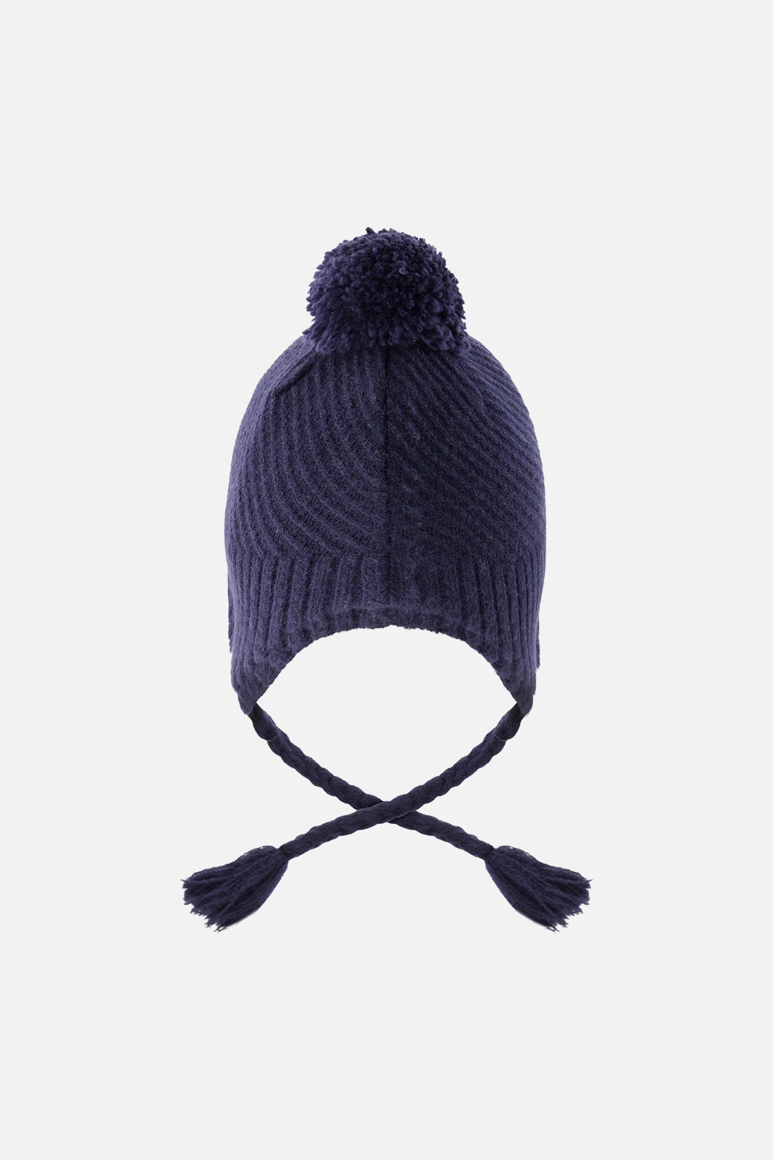 Winter Peruvian Knit Hat With Pompom Navy Blue - Image 3
