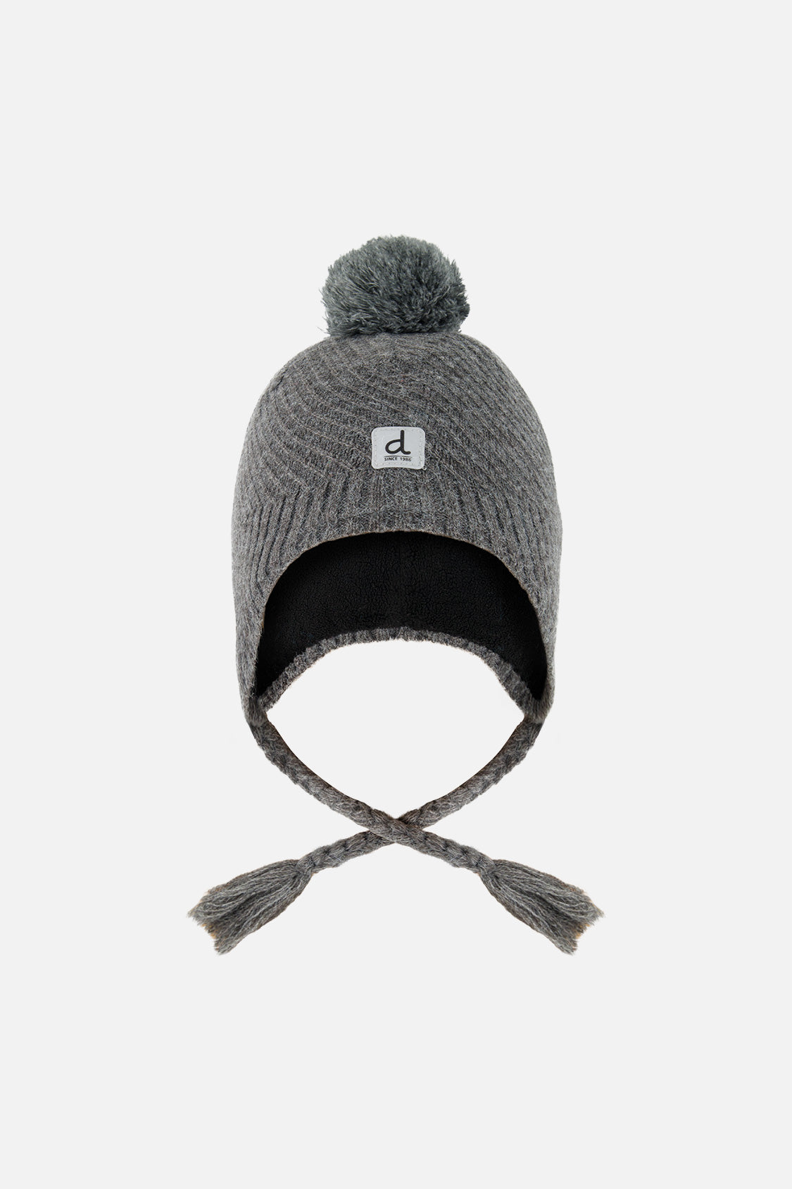 Winter Peruvian Knit Hat With Pompom Cool Dark Grey - Image 5