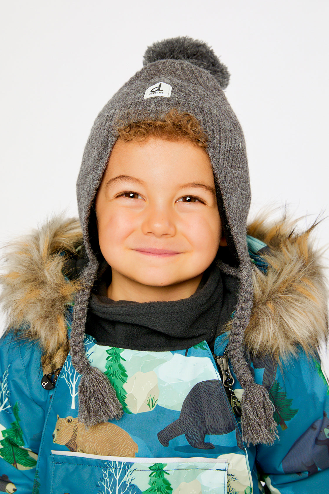 Winter Peruvian Knit Hat With Pompom Cool Dark Grey - Image 2