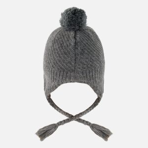 Winter Peruvian Knit Hat With Pompom Cool Dark Grey - Image 3