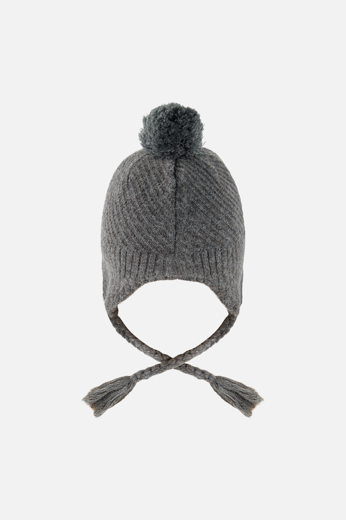 Winter Peruvian Knit Hat With Pompom Cool Dark Grey - Image 3
