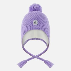 Winter Peruvian Knit Hat With Pompom Violet