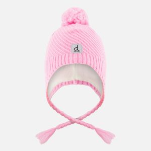 Winter Peruvian Knit Hat With Pompom Pink