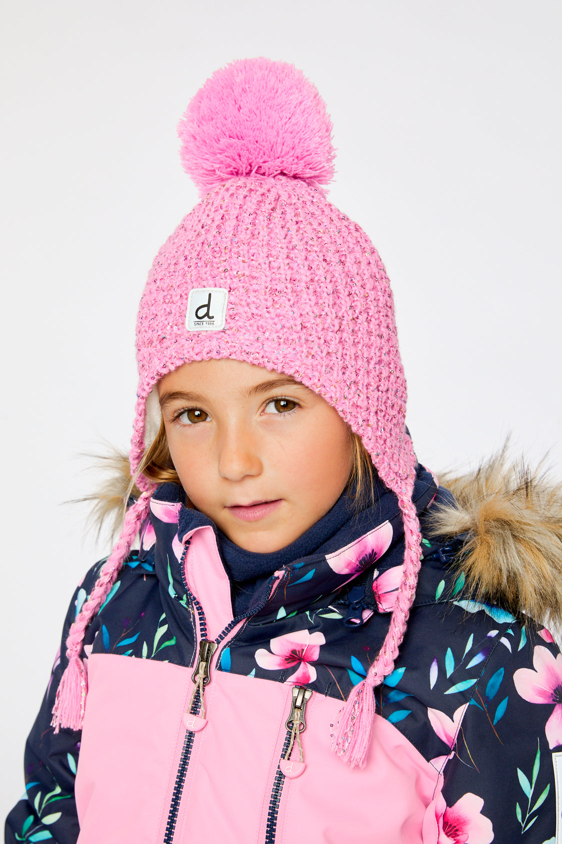 Winter Peruvian Knit Hat With Pompom Pink - Image 2
