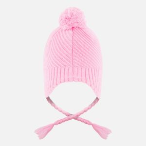 Winter Peruvian Knit Hat With Pompom Pink - Image 3