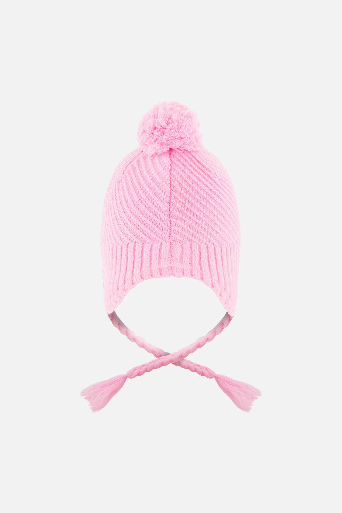 Winter Peruvian Knit Hat With Pompom Pink - Image 3