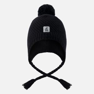 Winter Peruvian Knit Hat With Pompom Black - Image 5