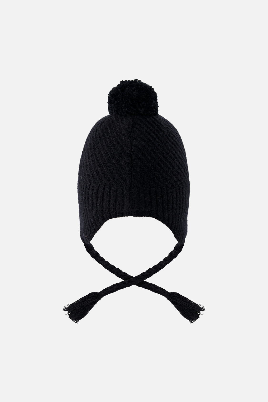 Winter Peruvian Knit Hat With Pompom Black - Image 2