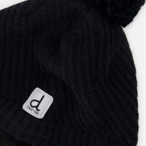 Winter Peruvian Knit Hat With Pompom Black - Image 3