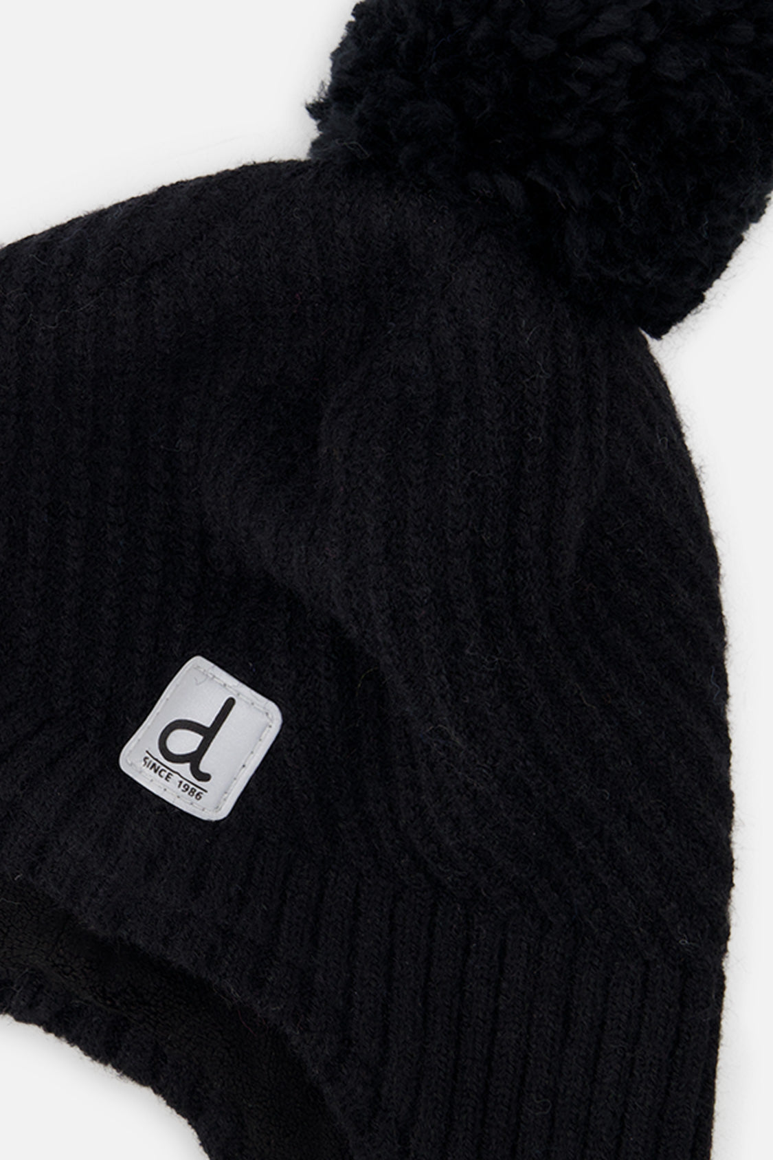 Winter Peruvian Knit Hat With Pompom Black - Image 3