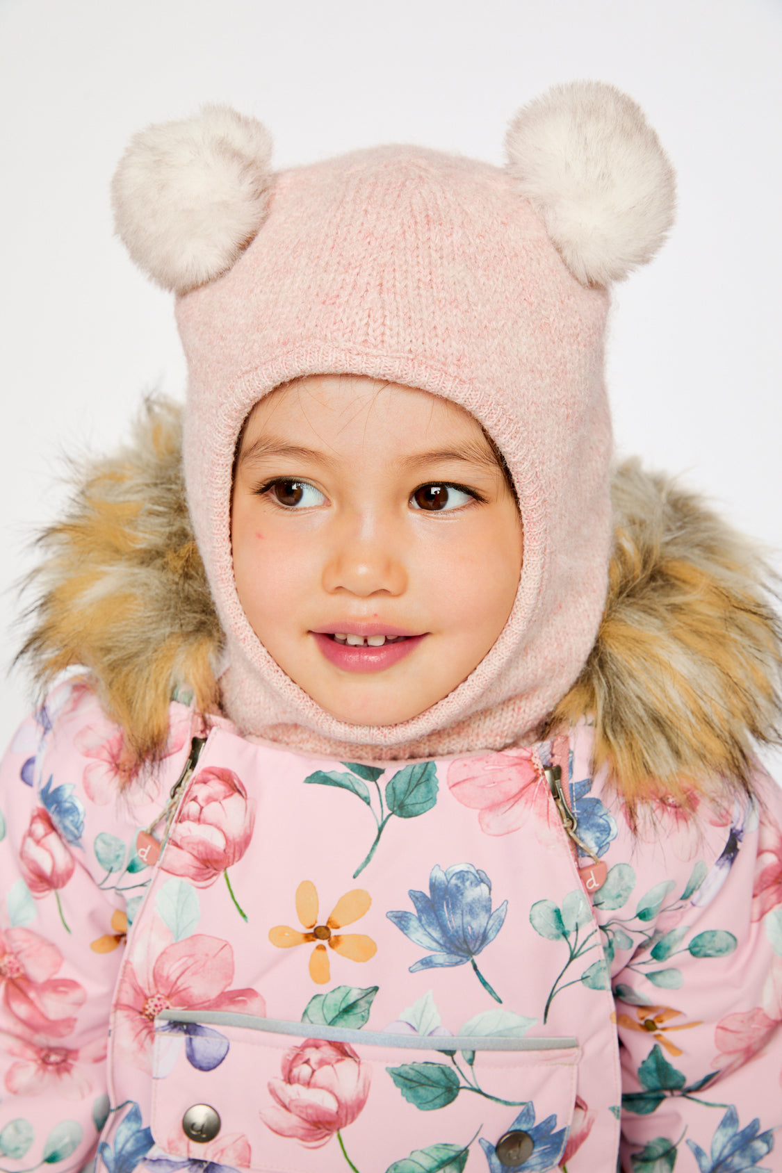 Knit Bear Balaclava Pale Dusty Pink - Image 2