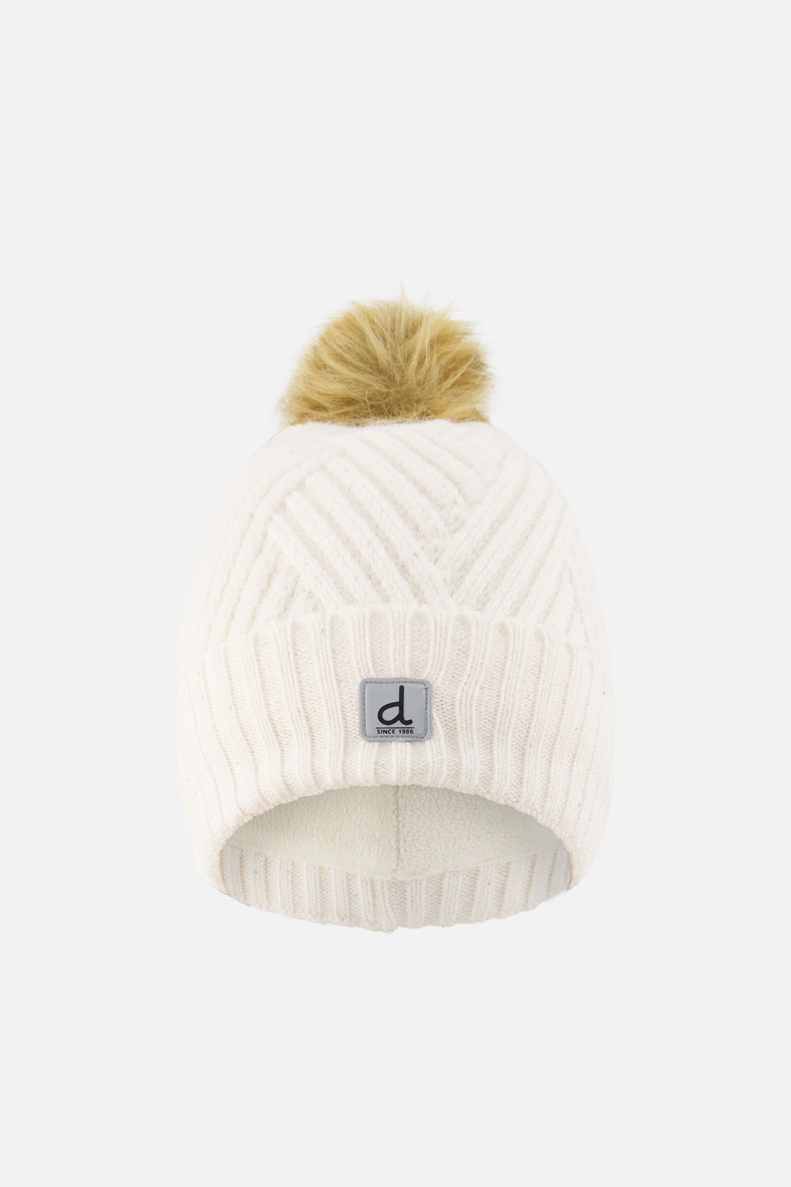 Winter Knit Hat With Pompom Off-White - Image 7