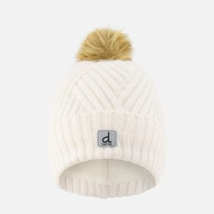 Winter Knit Hat With Pompom Off-White
