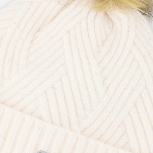 Winter Knit Hat With Pompom Off-White - Image 4