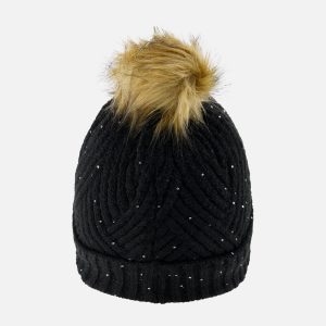 Winter Knit Hat With Pompom Black - Image 3